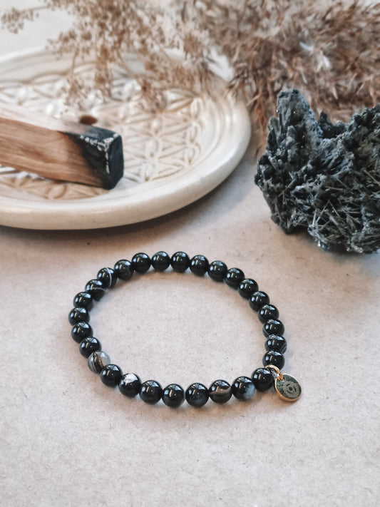 Mantra ENERGY armbånd - Grounding - Sort agat -